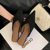 Fashion SUOJIALUN 2024 Autumn New Brand Women Sandal Shoes Fashion Pointed Toe Shallow Slip On Slingback Shoes Thin Low Heel Pumps