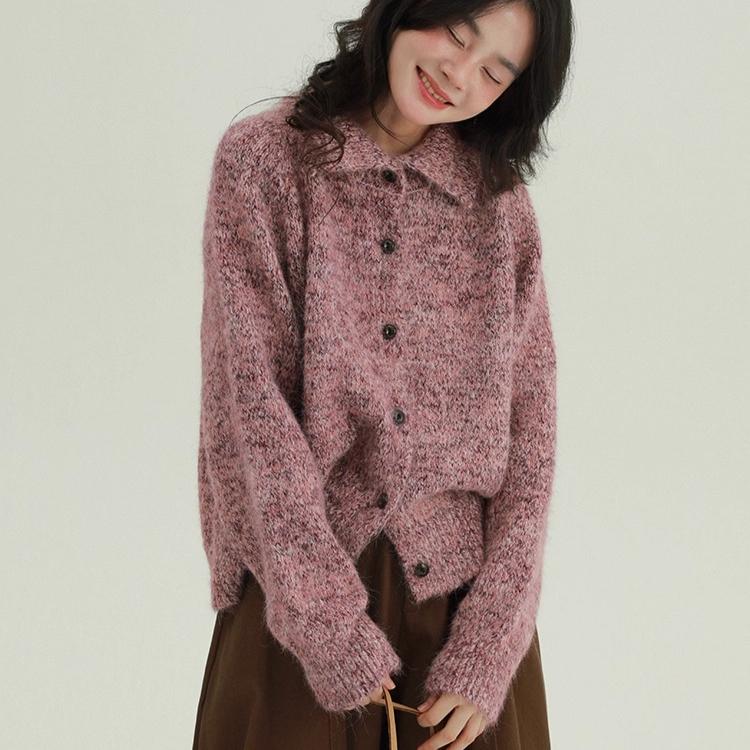 DIMANAF 2025 New Sweaters Buttons Turtleneck Cardigan Autumn Women Solid Knitting Loose