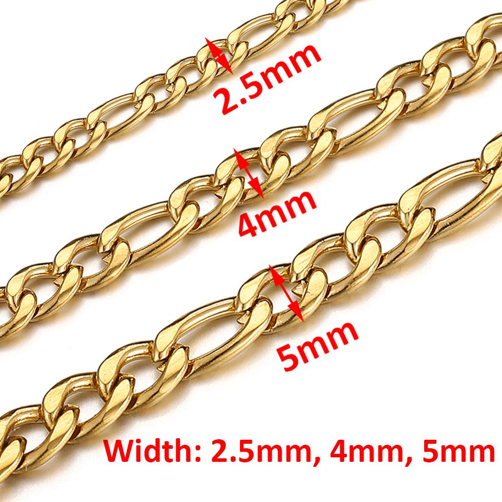 2meters 1Meter Gold Color Stainless Steel Chains for Jewelry Making DIY Necklace Bracelet Choker 2.5mm 4mm 5mm Chain Wholelsale