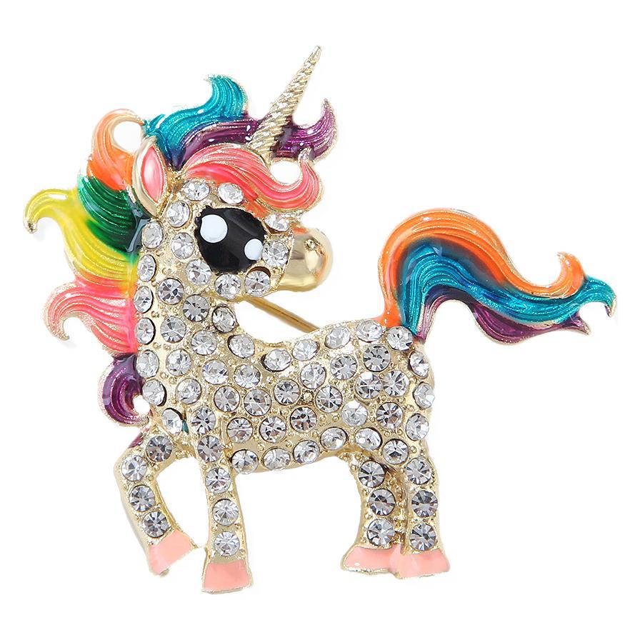 Fashion Pony Brooch Horse Inlaid Diamond Painting Oil Animal Unicorn Pin Exquisite Clothing Accessories Spot
