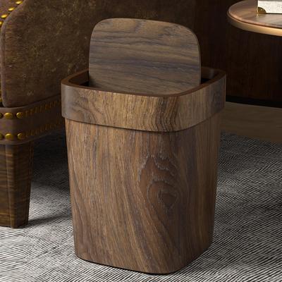 Imitation Wood Grain Garbage Can With Swing Lid 12L Garbage Bin Odor-Proof Litter Bin Rectangle Garbage Container Bin For Home