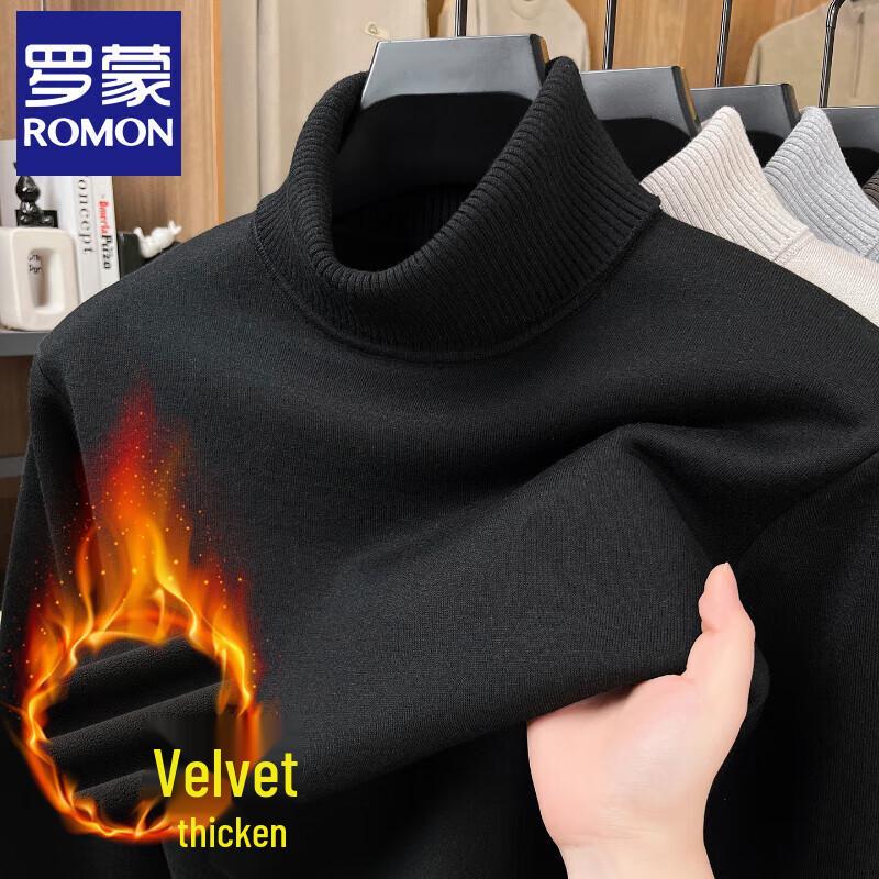 

Romon Men s High-Neck Plus Velvet Warm Knit Sweater XL