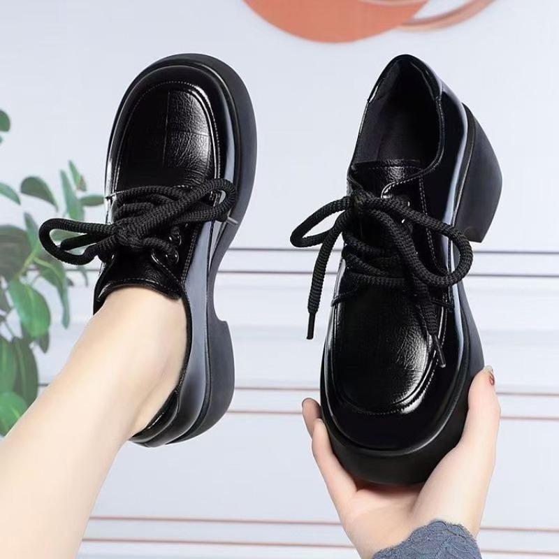 Women's Autumn New Small Leather Shoes Platform-soled Fashion Versatile Soft-soled Single Shoes Women's Casual Shoes