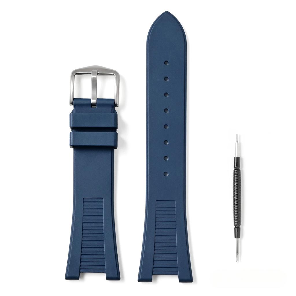 Fluoro Rubber Strap Fit for Citizen Promaster Titanium AW0130-85X  Patek Philippe Nautilus Watch with Titanium Buckle