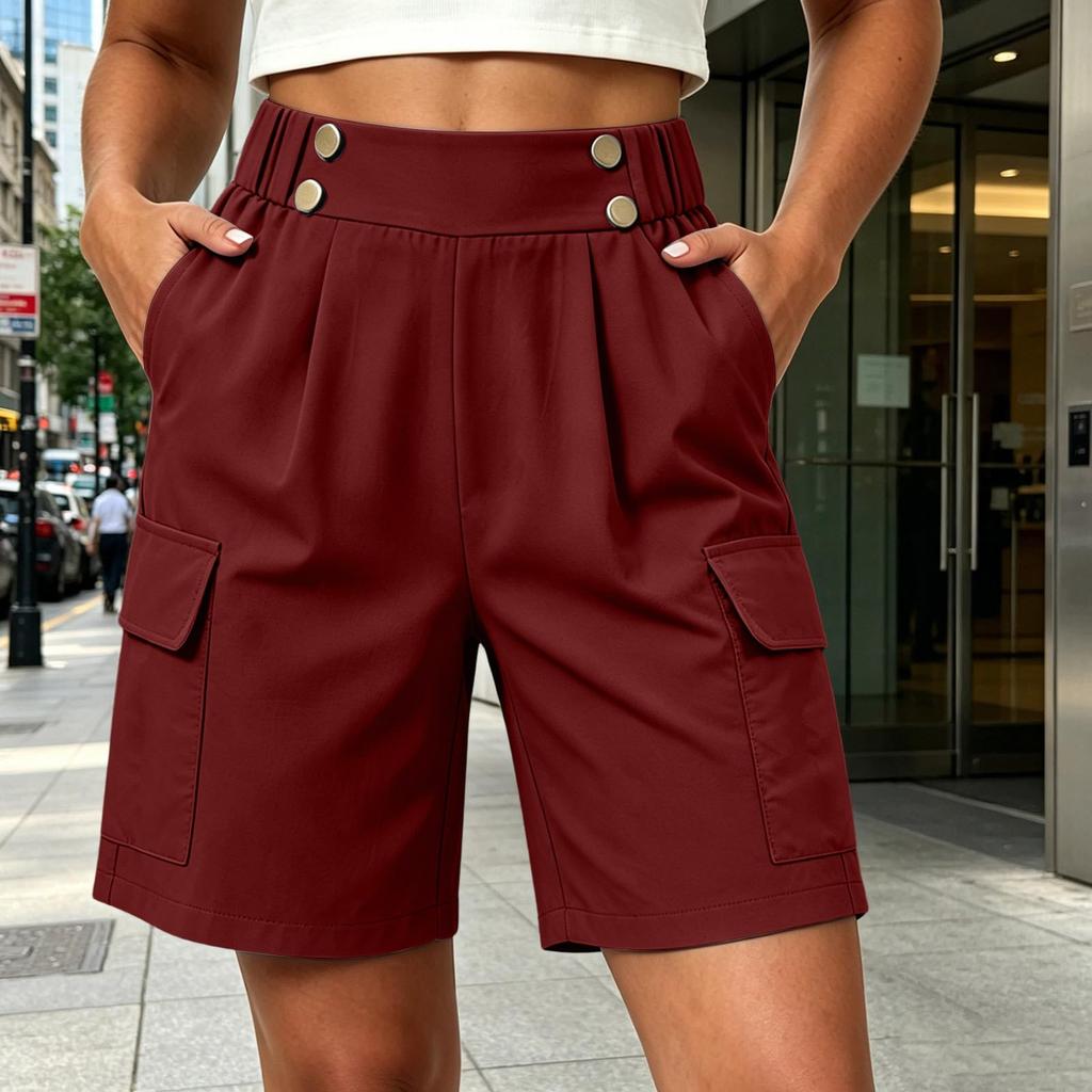 Women's Casual High Waist Loose Fit Shorts with Pockets for Summer Everyday Wear