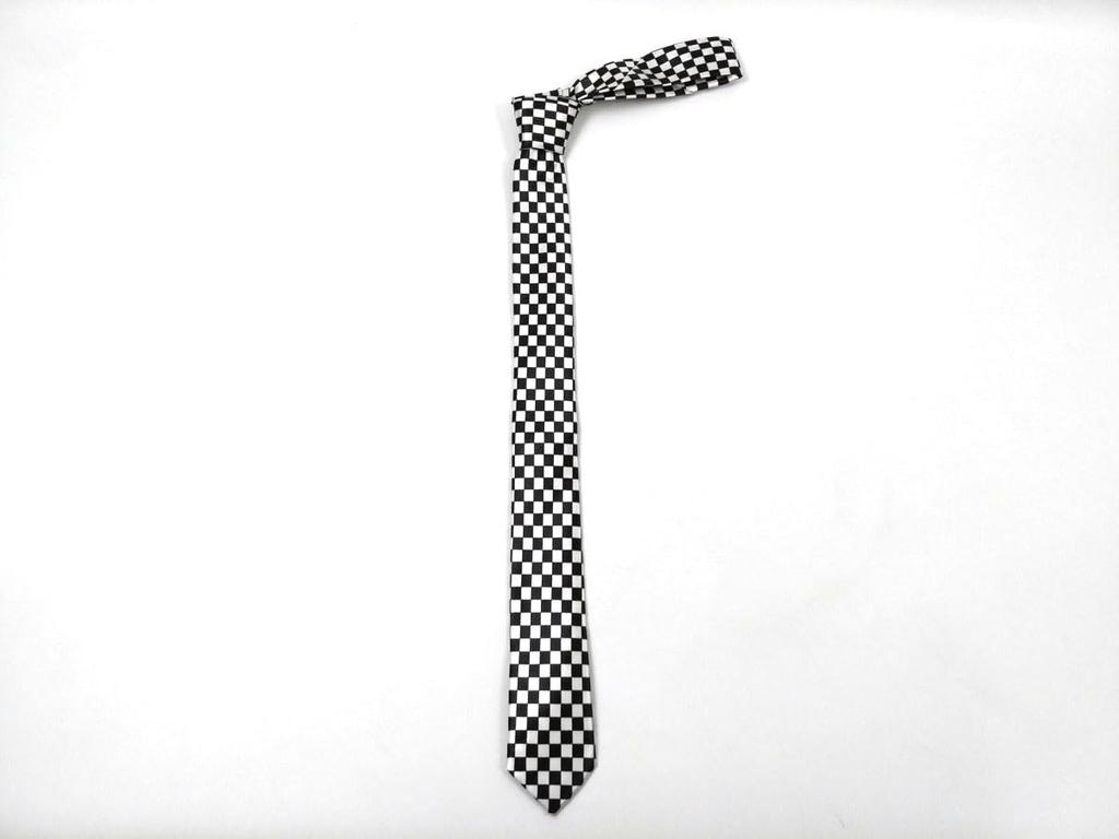 [F NODE] Checkerboard Necktie, Black and White, Party Necktie, 5cm Wide