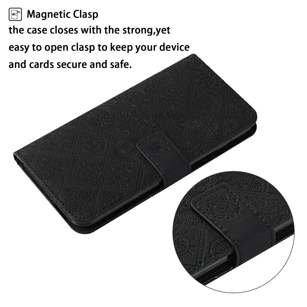 For Xiaomi Redmi Note 13 5G Phone Case Ethnic Style Imprinted Flower Pattern Leather Cover