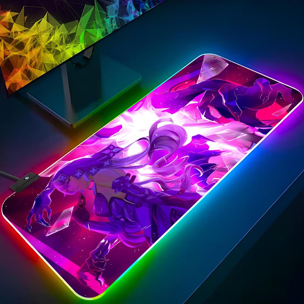 Черный лебедь Honkai Star Rail Мультяшная Коврик для мыши Игровой RGB-коврик для мыши Клавиатура с подсветкой Девушка-геймер XXL Коврик для ноутбука Накладки на стол Настольный коврик RGB600x300x3mm