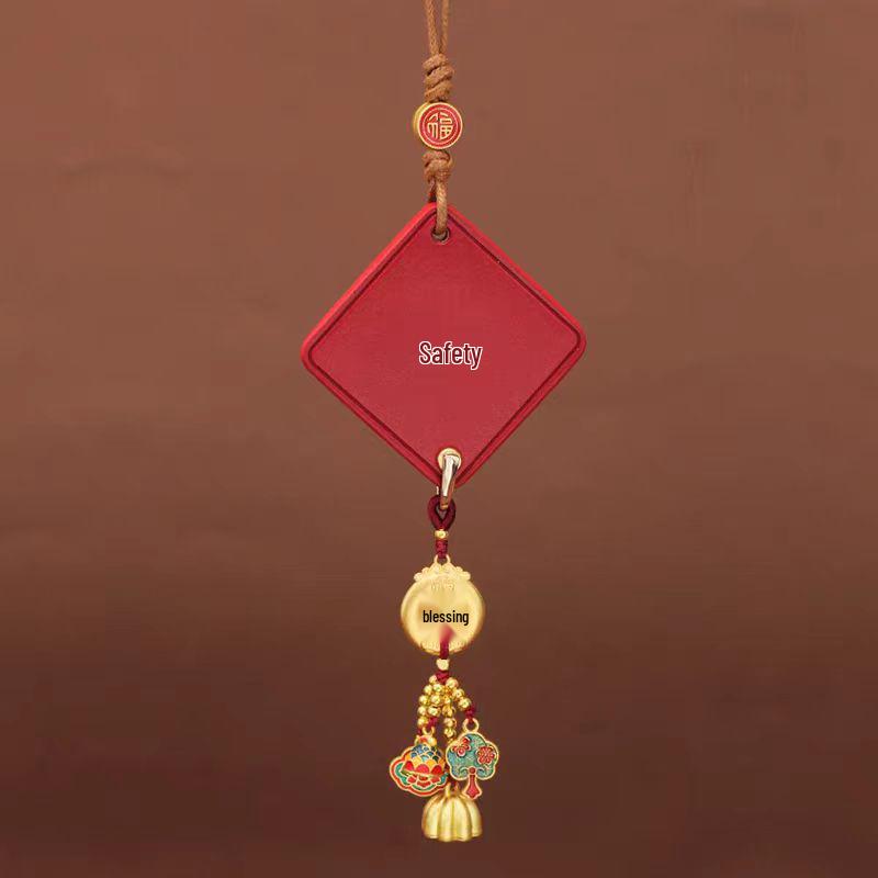 

National Tide Leather Car Pendant: High-End Rearview Mirror Ornament for Safe Travels