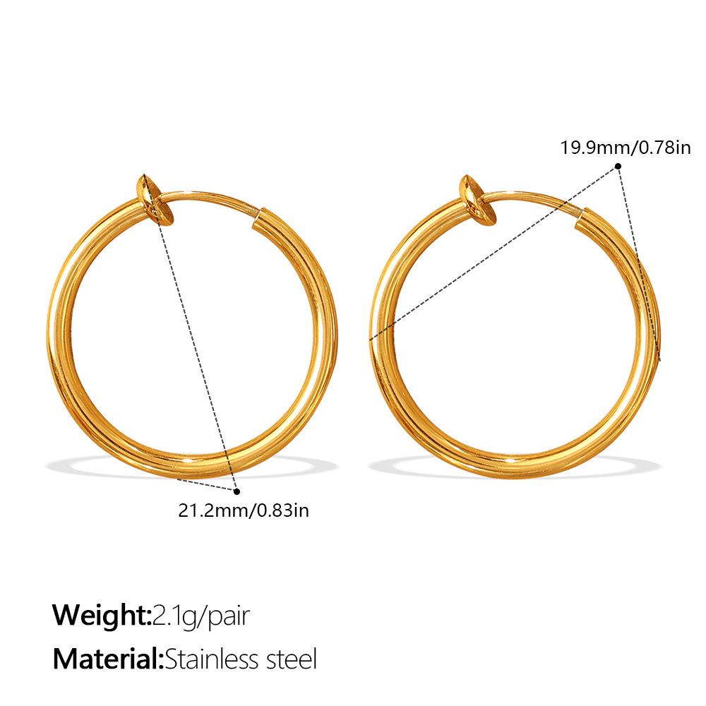 Yori Retro Minimalist Geometric Circle Earrings for Women 18K Gold Plated Polished Stainless Steel Jewelry Accessories