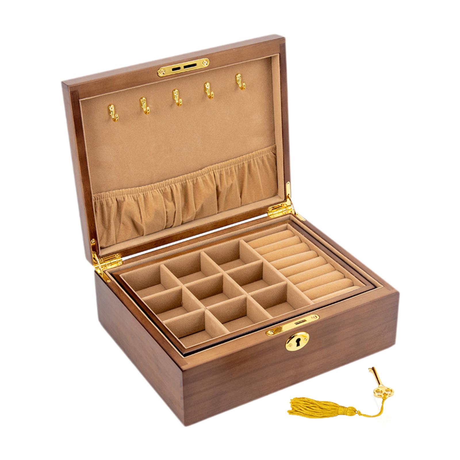 

Jewelry Box Crafted Solid Wood Organizing Traveling Jewelry Holder Display Organizer Earrings Necklaces