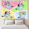 Bluey Print Wandteppich, Hintergrund, Einfache Montage, Ideal für Schlafzimmer, Büro & Wohnzimmer, mit Ästhetischem Wandbehang Dekor.