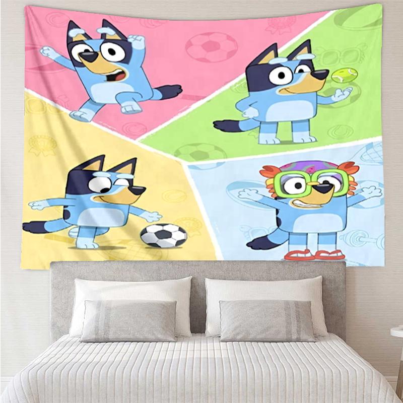 Bluey Print Wandteppich, Hintergrund, Einfache Montage, Ideal für Schlafzimmer, Büro & Wohnzimmer, mit Ästhetischem Wandbehang Dekor.