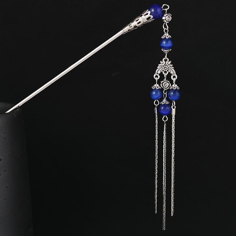 Handmade original design antique fringed hairpin long step hairpin hairpin hairpin head jewelry female