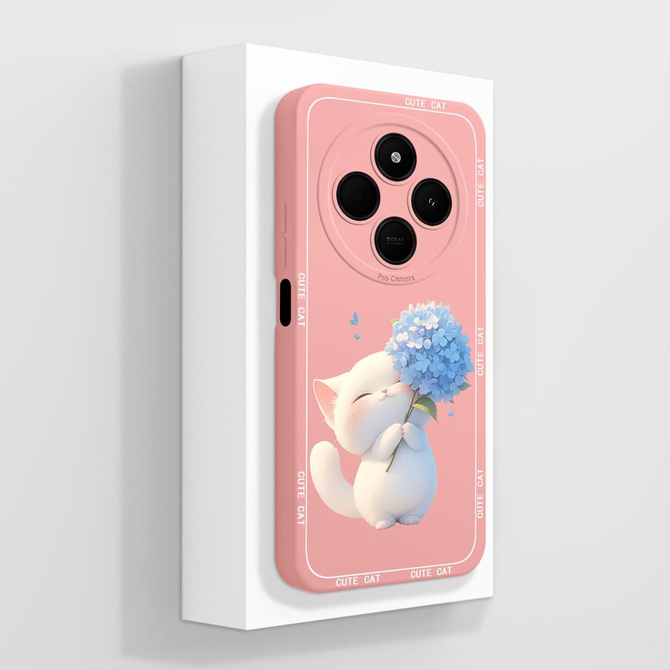 Per Custodia Telefono POCO C75 Carino Cuore Gatto Morbido Silicone Liquido Cover Posteriore Per Xiaomi Poco C 75 Protezione Completa Anti Caduta Funda Capa