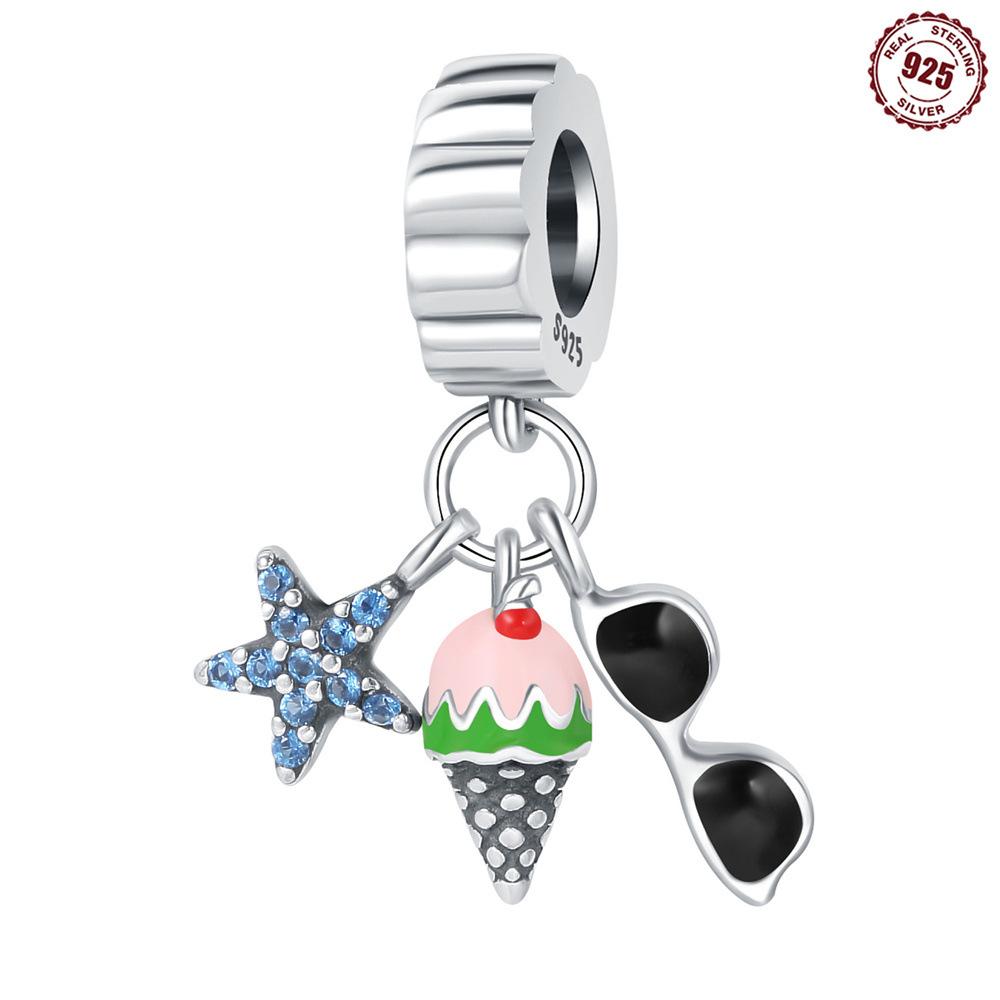 Pendant Sterling Silver 9 Accessories Accessories Vacation Wind Starfish Ice Cream Sunglasses Pendant Diy Bracelet Necklace