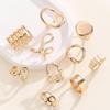 European & American Trendy Geometric Luxury 10-Piece Ring Set: Versatile and Elegant Hollow Design