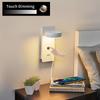 Three-Speed Dimmable LED Wall Lamp with USB Charger for Bedroom and Hotel