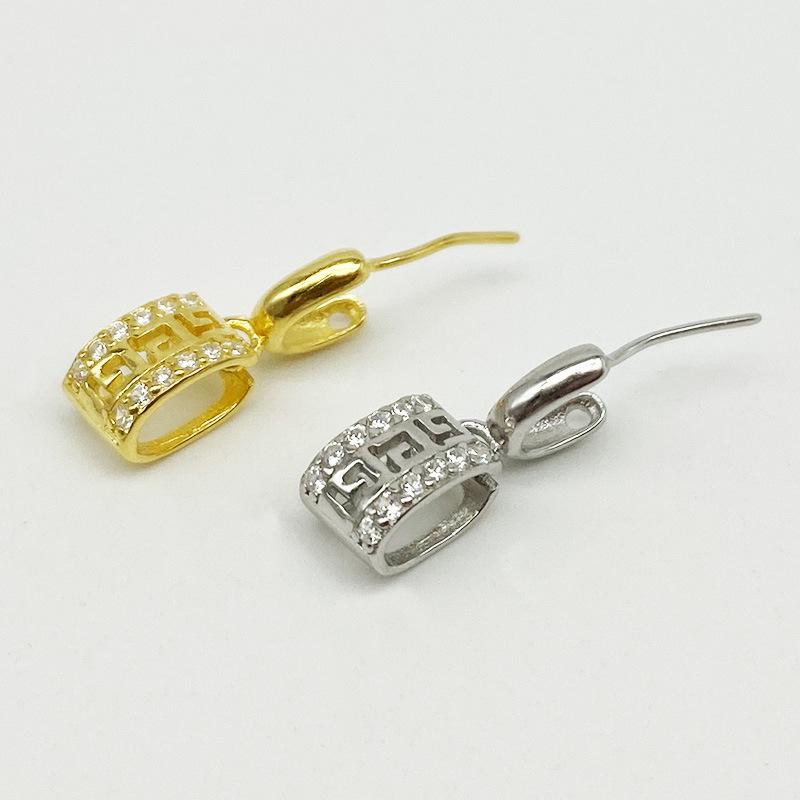 Yansheng S925 Sterling Silver Zircon Buddha Head Jade Pendant Clasp - Gold Plated