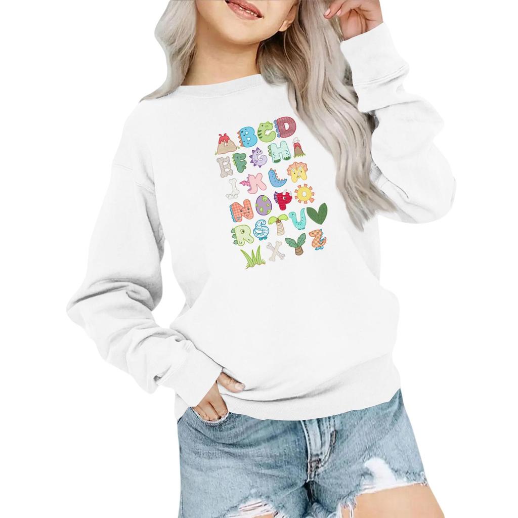 Kids' Fashion Loose-Fit Casual Long-Sleeve Christmas Print Oversized Crewneck Sweatshirt