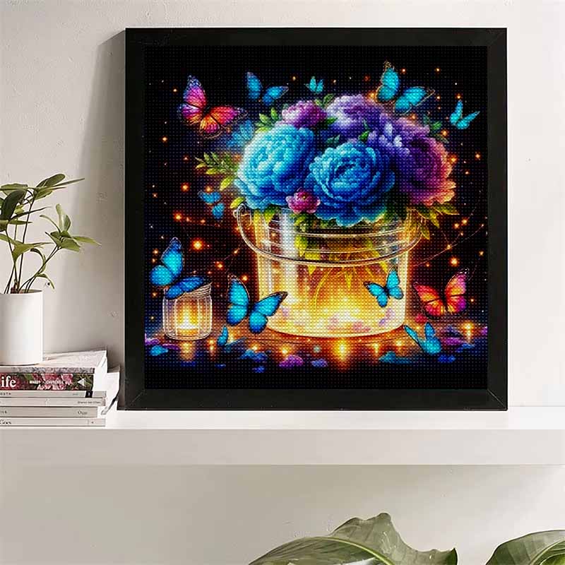 New Arrival 5D DIY Full Circle Diamond Painting "Butterfly Flower Lamp Strip" Embroidery Cross Stitch Home Decor Gift
