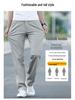 Men's Plus Size Cotton Casual Pants - Spring/Autumn 2025, Loose Straight Leg with Winter Velvet Lining