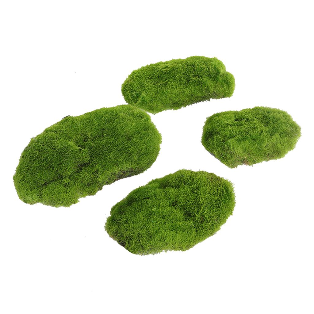 4Pieces Faux Moss Decors for Crafts Artificial Moss Mats Decorative Ornaments for Home and Garden Potted Plant Decors