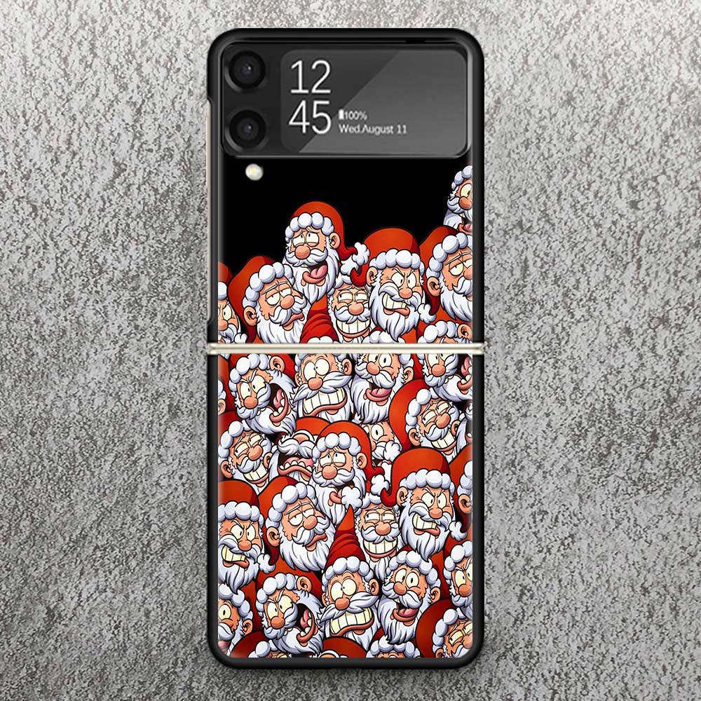 Christmas Santa Claus Present Print Case For Samsung Galaxy Z Flip 3 4 5 6 7 5G Phone Shell Flip7 Flip6 Flip5 Flip4 Flip3 Patter
