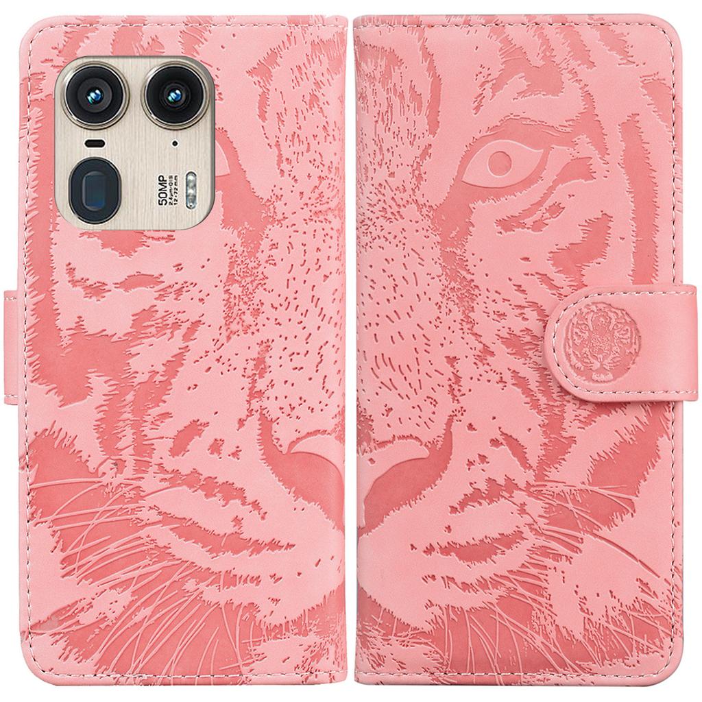 For Motorola Edge 50 Ultra 5G/Moto X50 Ultra 5G Case Tiger Imprint PU Leather Flip Phone Cover