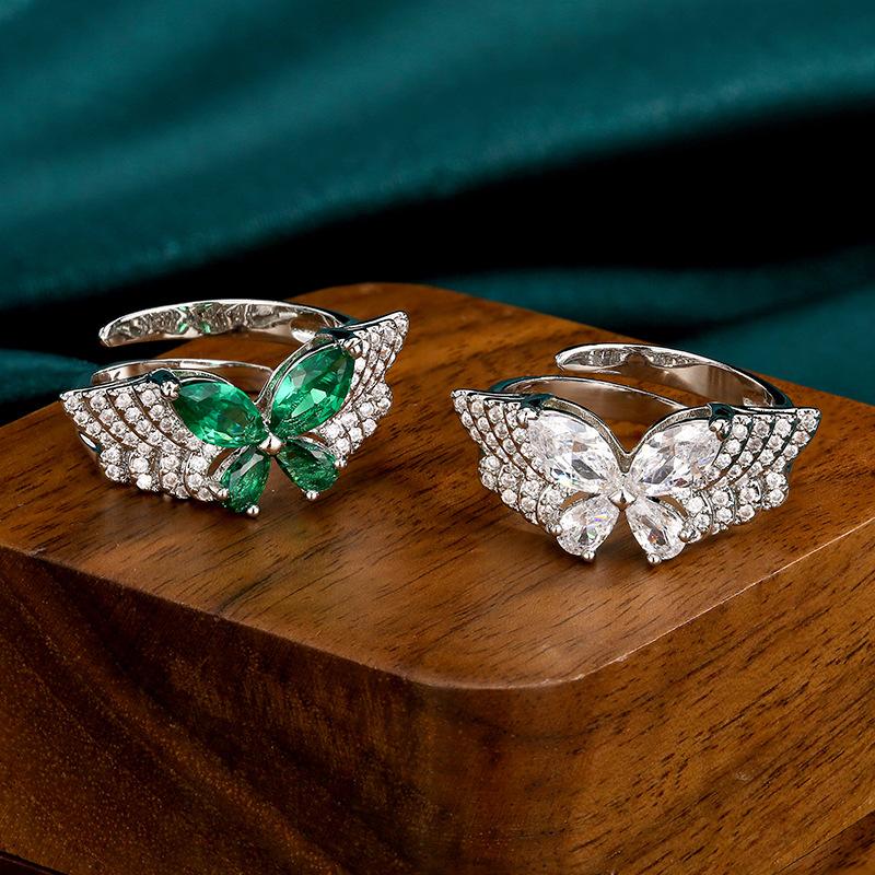 Jewelry Rings Accessories Butterfly Shaped Design Full Micro Inlaid Fashion High-end Sense Versatile Women's