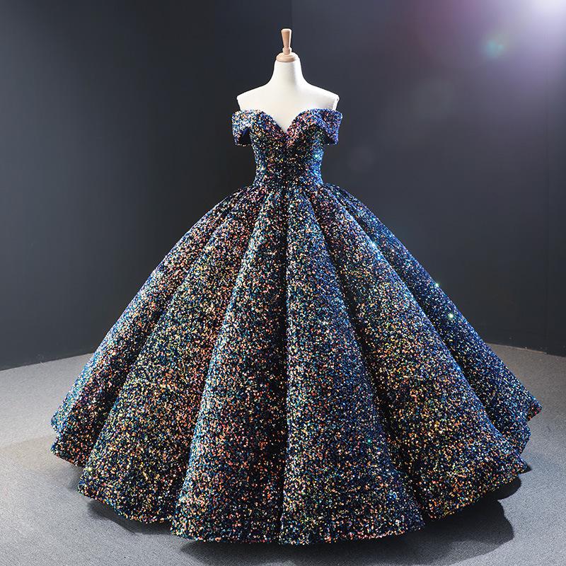Cross-border Shiny Pitaya Puffy Skirt Wedding & Evening Gown