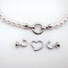 High Polish Stainless Steel Round Heart Double Clasp for Sweater Chain - Colorfast Pearl Connector