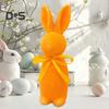 Easter Bunny Statue Freestanding Foam Rabbit Ornament Faux Moss Rabbit Flocked Bunny Figurine Centerpiece for Desk Mantel Dining Table