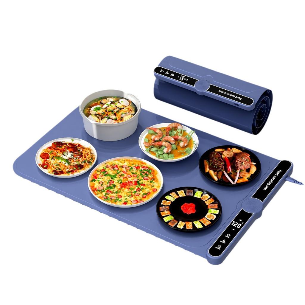 Food Warming Mat 330W High Efficiency Heating Rollable Electric Warming Tray 9 Temperature Settings 
