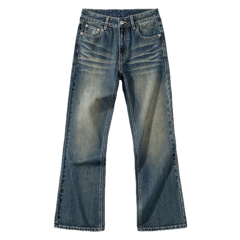 Spring New American Retro High Street Casual Micro-flare Floor Trousers Thick Jeans Trousers
