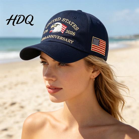 Memorial Day Baseball Cap Cap Vintage Worn Style Washed Denim Hat 250th Anniversary 1776-2026 Embroidered Patriotic Dad Adjustable Breathable
