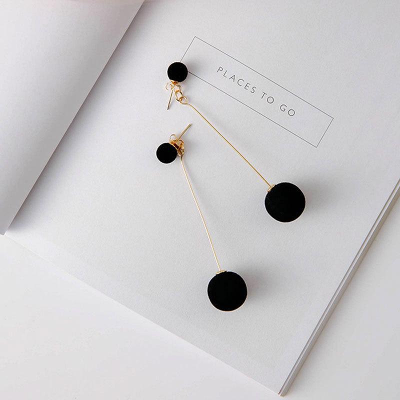 Korean Black Velvet Ball Drop Earrings - Elegant Autumn/Winter Style for Women