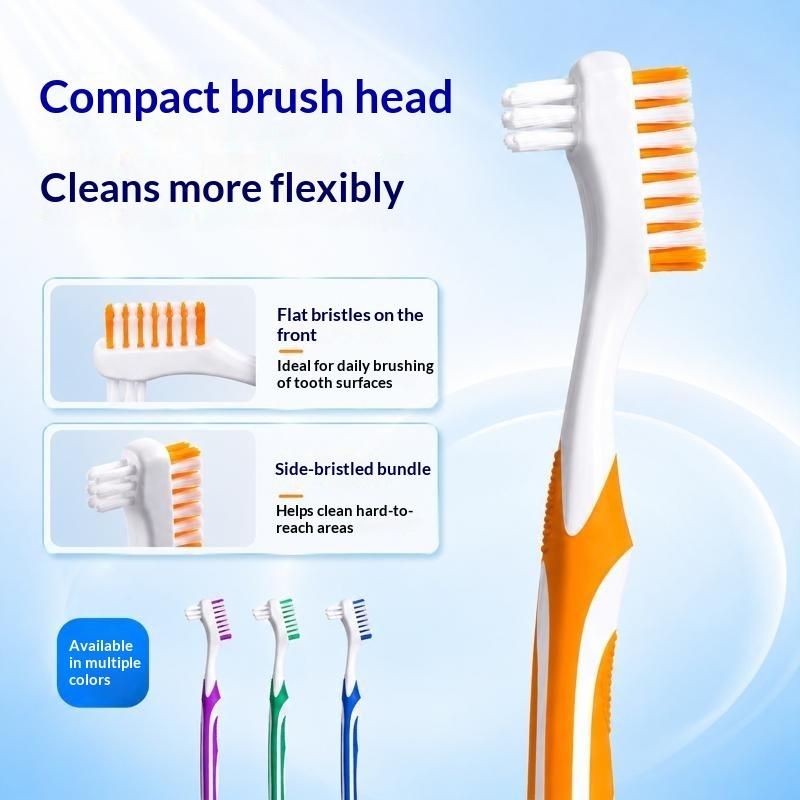 1Pc Double Sided Denture Toothbrush Cleaning Brush Invisible Braces Retainer Cleaner Descaling Brush