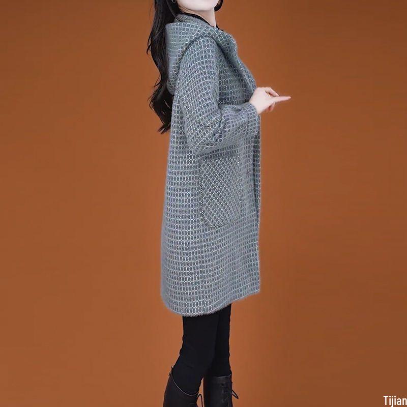 Elegant French Woolen Coat for Women - Slimming Trench for Autumn Winter