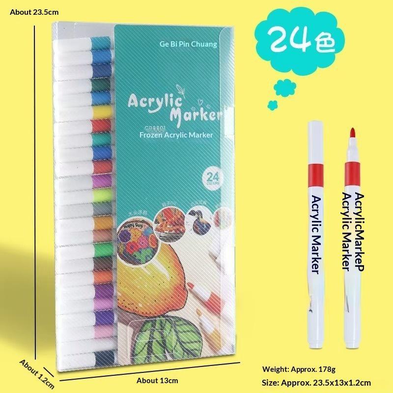 24 Colors Acrylic Paint Markers Waterproof Vibrant Colors For Art Creation Diy Crafts Drawing School Projects