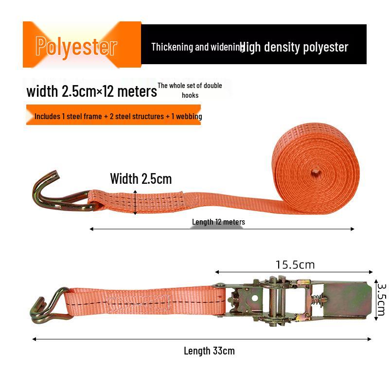 Pasy transportowe z grzechotką, z podwójnym hakiem i stalowym napinaczem