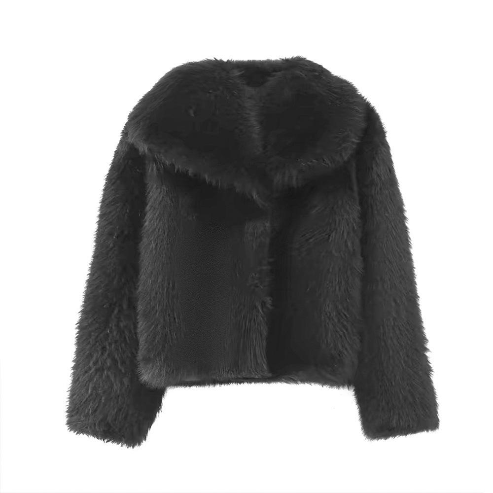 Women's Faux Fur Coat Autumn Winter 2026 Plush Wool Coats and Mixtures Outerwears Fashio Long Sleeve Warm Fur Coat