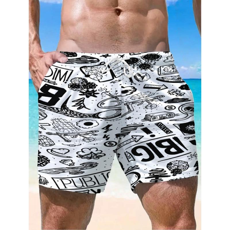 

Men s casual geometric print shorts, summer outdoor comfortable and trendy design S