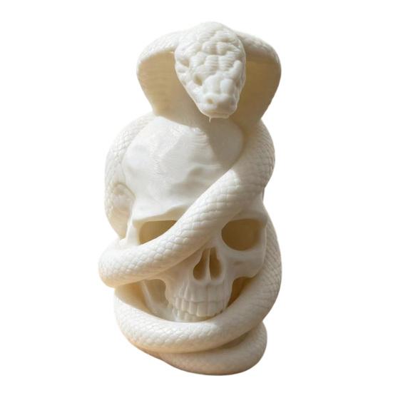 Gothic Skull Ornaments 3D Printed And Snake Figurine, Art Sculpture, Creative Unique Occult Style Gifts Skeleton Statue Ornament for Halloween