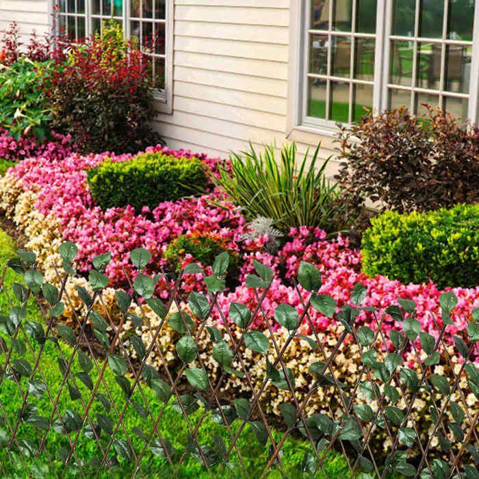 VidaXL Treillis Extensible Saule Clôture avec Feuilles Artificielles Grillage 140913