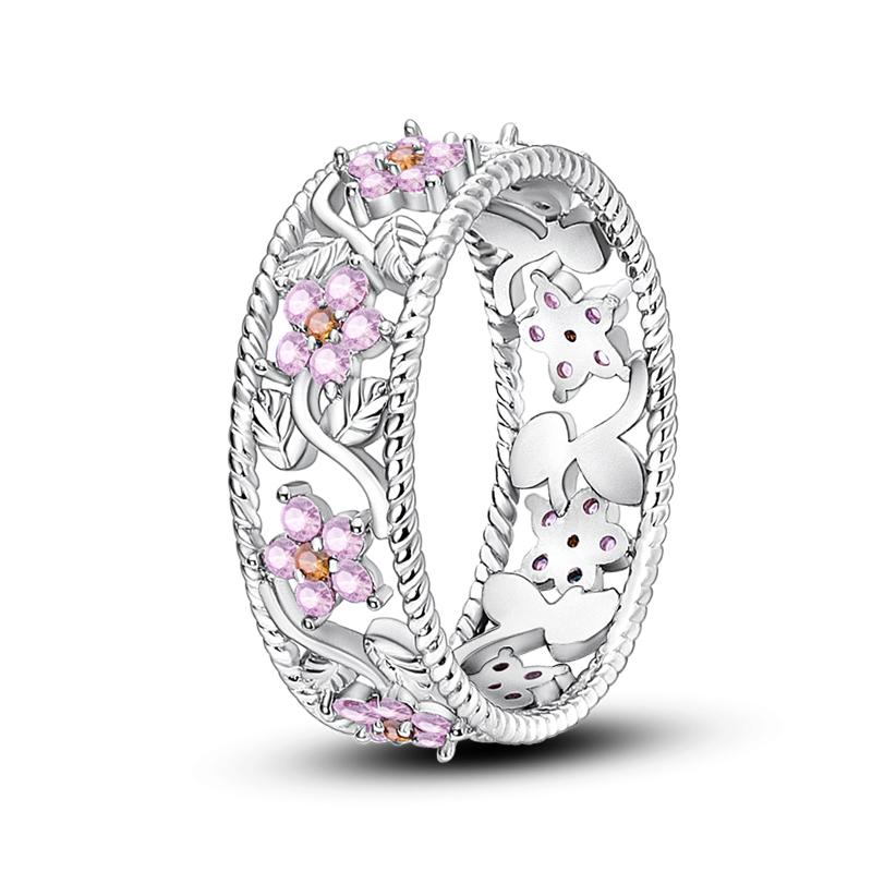 Genuine Copper Color Rings Flowers Moon Star Hollow Weave Irregular Rings For Woman High-Grade Romantic Wedding Engagement Jewelry Creation Gifts