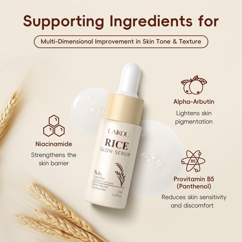 Rice Glow Facial Essence 17ml Hydrating Moisturizer Nourishes Brightens Skin Tone Natural Extract Serum Sensitive Skin