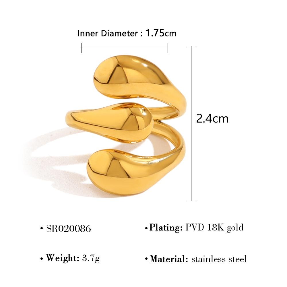 18K Gold Nicht verblassend Leichter Luxus High-End Lava Edelstahl Offener Ring Damenring Ring Ring
