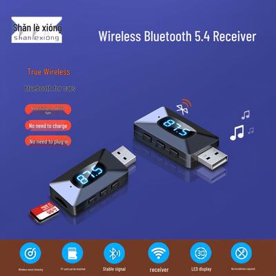 Receptor de Audio para Coche Bluetooth 5.4 y Transmisor FM con Manos Libres, AUX, Altavoz y Compatibilidad con Tarjeta TF.