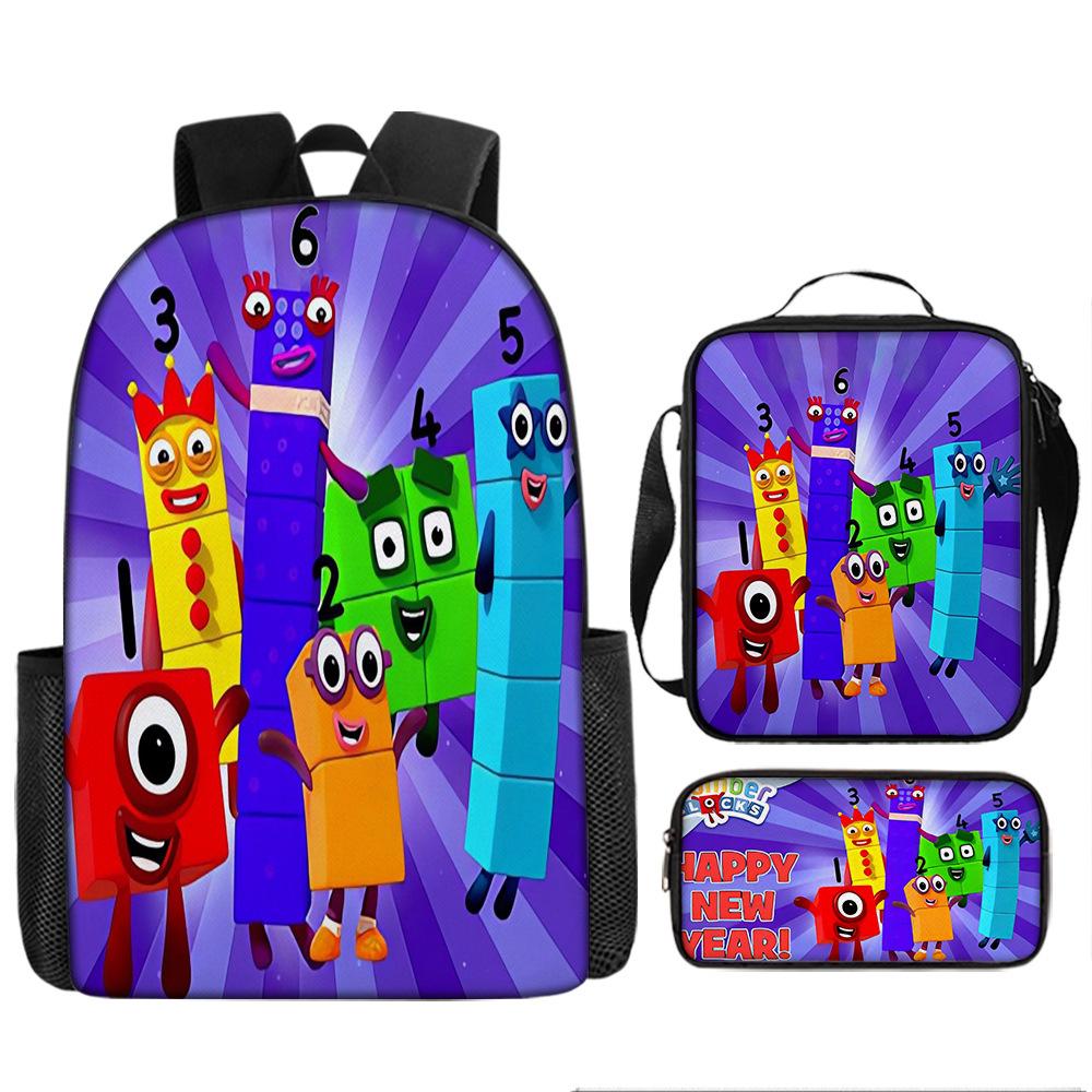 Digital building block backpack, animation primaryschool third and fourth grades light burden reduction, primary and secondary school students storage